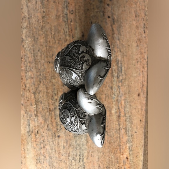 Silver Owls On Log with Red Gems Home Decor Figurine Statue 6" - Picture 7 of 9